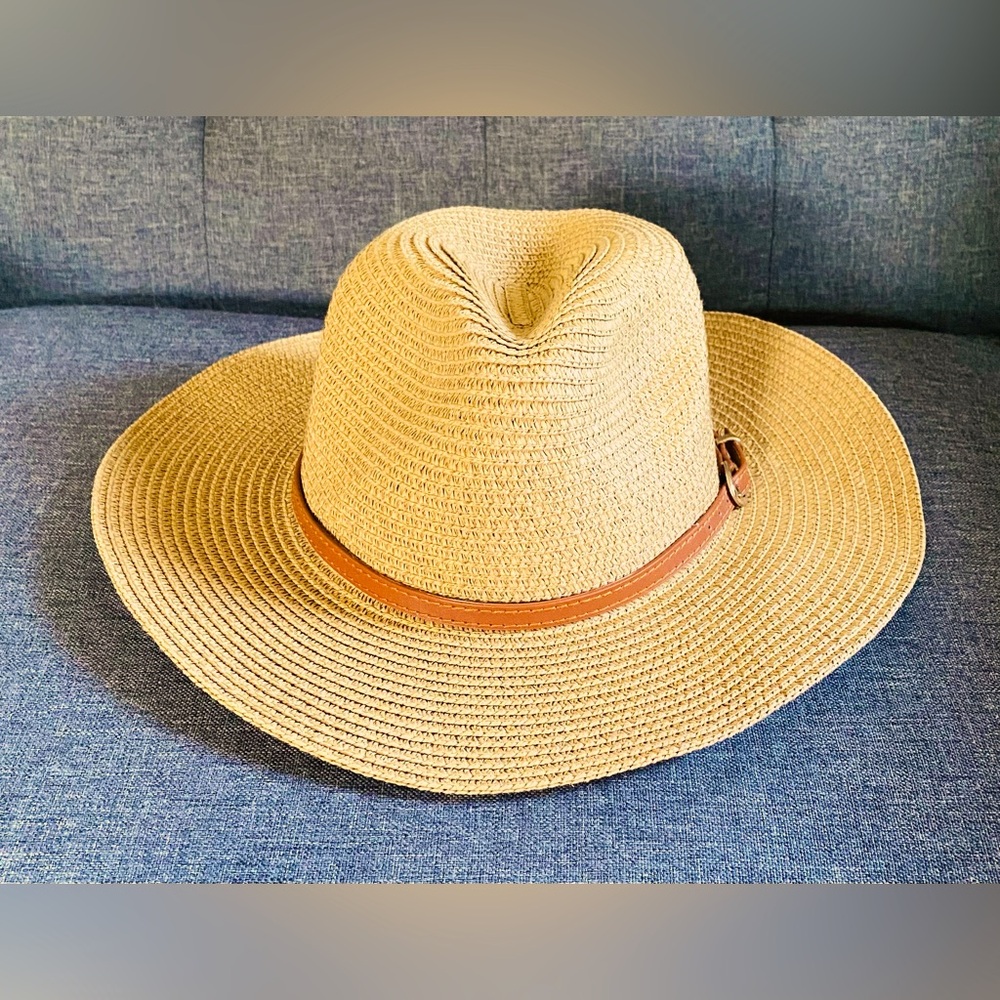 Foldable Braided Fedora Summer Beach Sun Hat with band